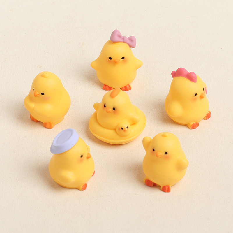 Aquarium Fish Small - 6개의 귀여운 레진 미니 병아리 피규어,
