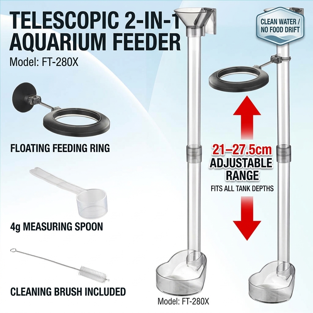 아크릴 재질의 접이식 어류 급이 튜브, 가라앉는 형태의 - Aquarium Fish Feeder 리뷰 및 가격