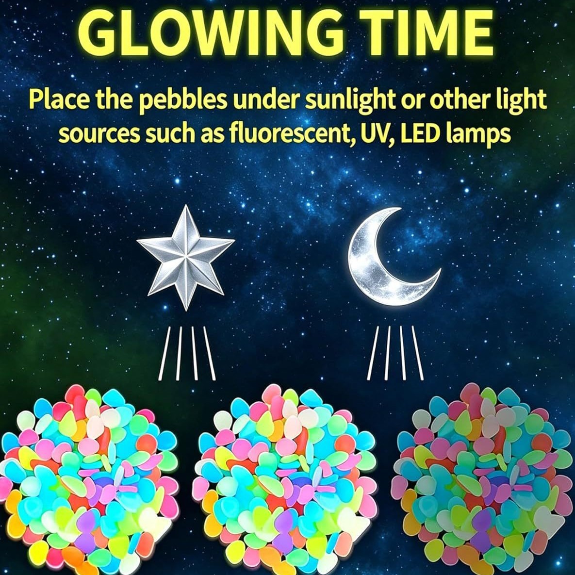 다채로운 야광 조약돌 정원석, 야외 정원 통로, 어항, - Aquarium Led Light 리뷰 및 가격
