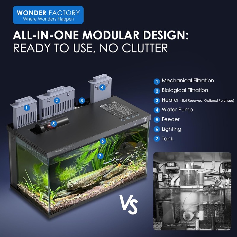 스마트 어항, 유리 어항, 자가 세척 필터, 듀얼 컬러 - Aquarium Fish Feeder 리뷰 및 가격